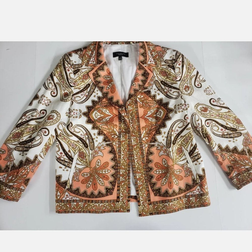 Stunning Buttonless Talbots Multicolor Paisley Blazer perfect for all seasons - Picture 2 of 15